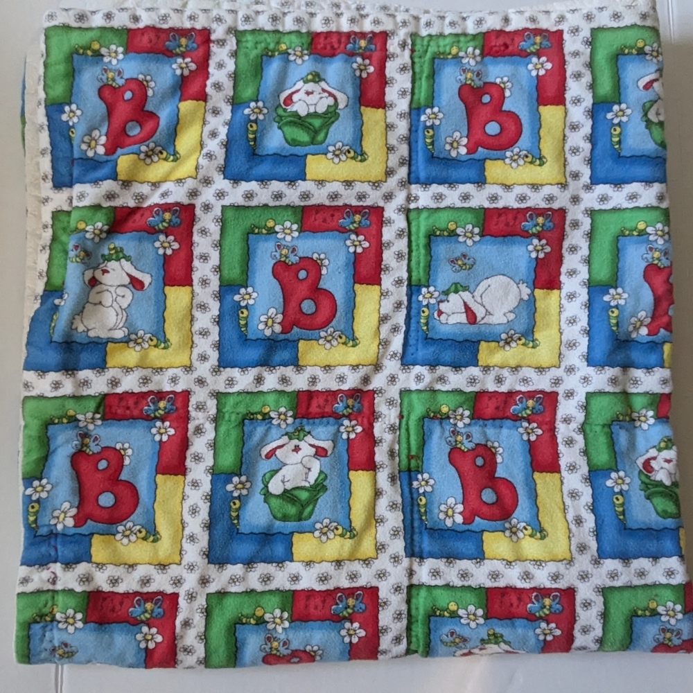 Handmade Baby Quilt - Cozy Flannelette with Hand Embroidery - Pre Owned